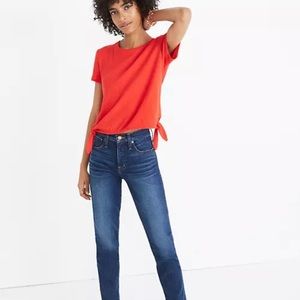 Madewell red side tie tee
